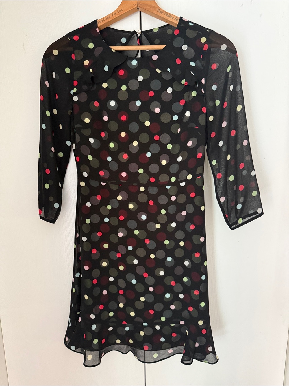 Karl Lagerfeld Paris Black Sheer Polka Dot Midi Cocktail Dress Sz 2
